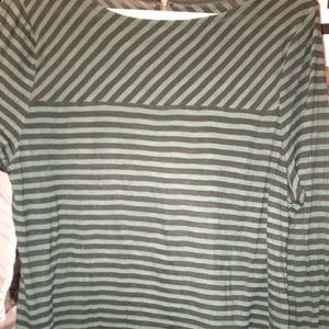 Loft - Hunter Green/ Black Striped T-shirt